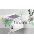 Метална поставка за тоалетна хартия с рафт за телефон